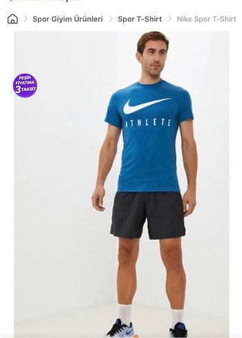 Nike Erkek Mavi Baskılı Spor Tişört