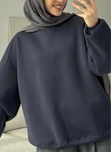 Oversize Lacivert Sweatshırt