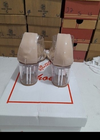 35 Beden Diger Bej Cam Topuklu Kadın Ayakkabı