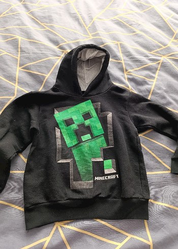 Erkek Çocuk Siyah Minecraft Baskılı Sweatshirt