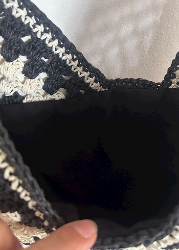 Zara Bohem Örgü Kadın Çanta Siyah Desenli