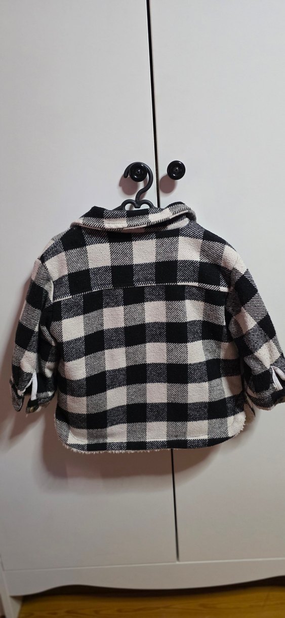 Erkek Çocuk Gri Ekose Düğmeli Kaban - Görsel 2