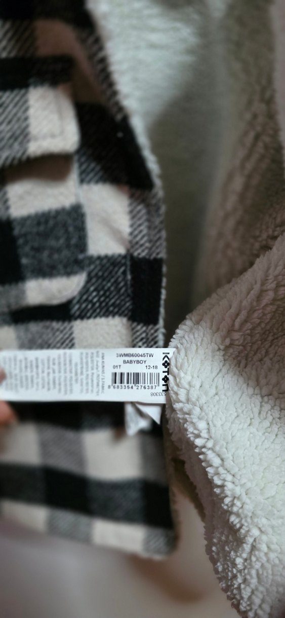 Erkek Çocuk Gri Ekose Düğmeli Kaban - Görsel 3