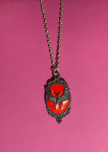 American Vintage Gotik Kirmizi Yarasa Vintage Kolye