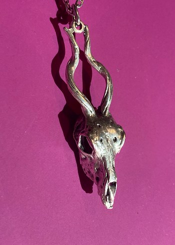 American Vintage Gumus Boynuzlu Metal Kolye Gotik Ve Bohem Stil