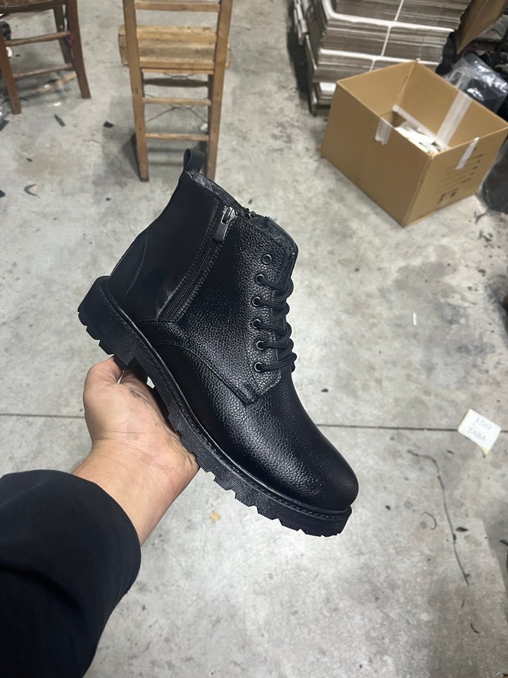 Siyah Deri Kürklü Erkek Bot - Görsel 4