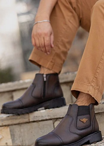 Kahverengi Deri Biker Bot - Görsel 2