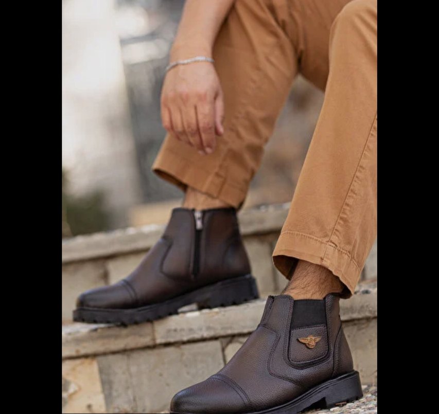 Kahverengi Deri Biker Bot - Görsel 2