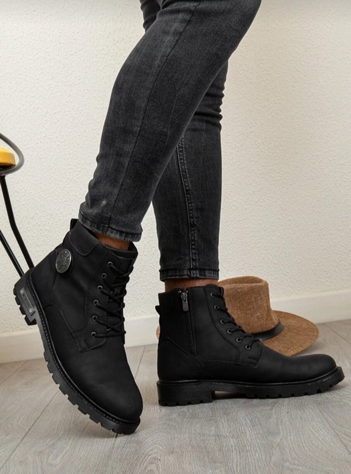 Siyah Süet Tokalı Erkek Bot - Görsel 2