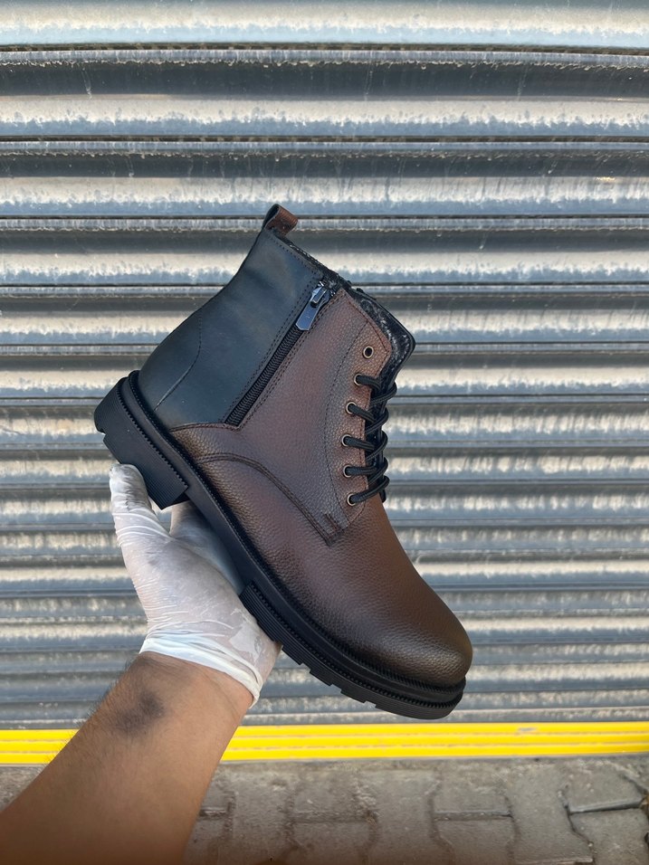 Kahverengi Deri Sokak Stili Erkek Bot - Görsel 2