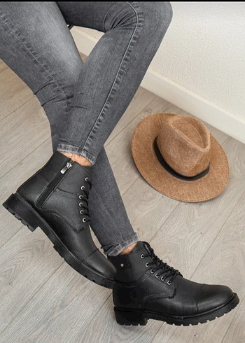 Erkek Siyah Deri Bağcıklı Bot - Görsel 2