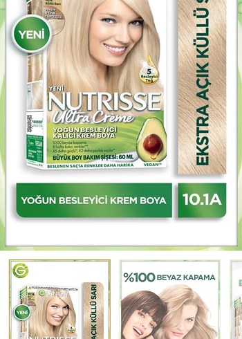  Beden Garnier Nutrisse Ultra Creme 10.1A Saç Boyası