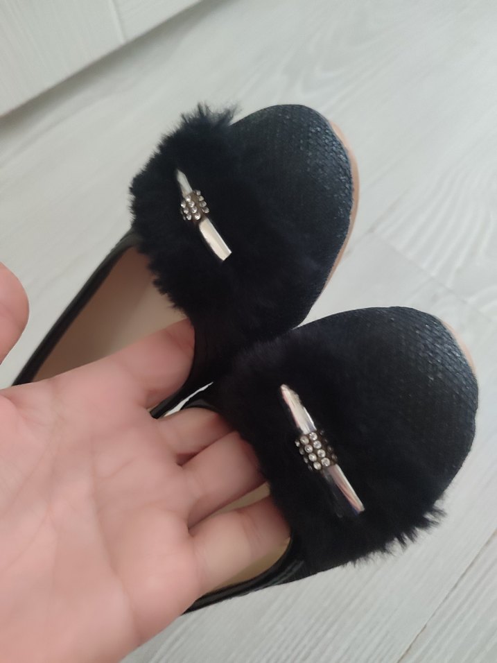 Siyah Kürklü kız çocuk Günlük Babet - Görsel 2