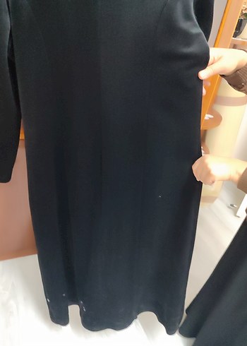 Siyah Kadın Süet Uzun Düğmeli Kaban - Görsel 4