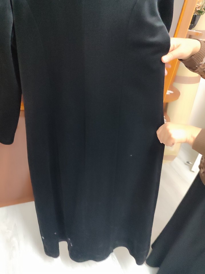 Siyah Kadın Süet Uzun Düğmeli Kaban - Görsel 4