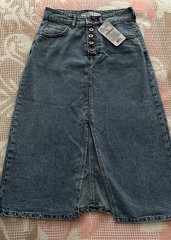 Önden düğmeli midi etek - Görsel 2