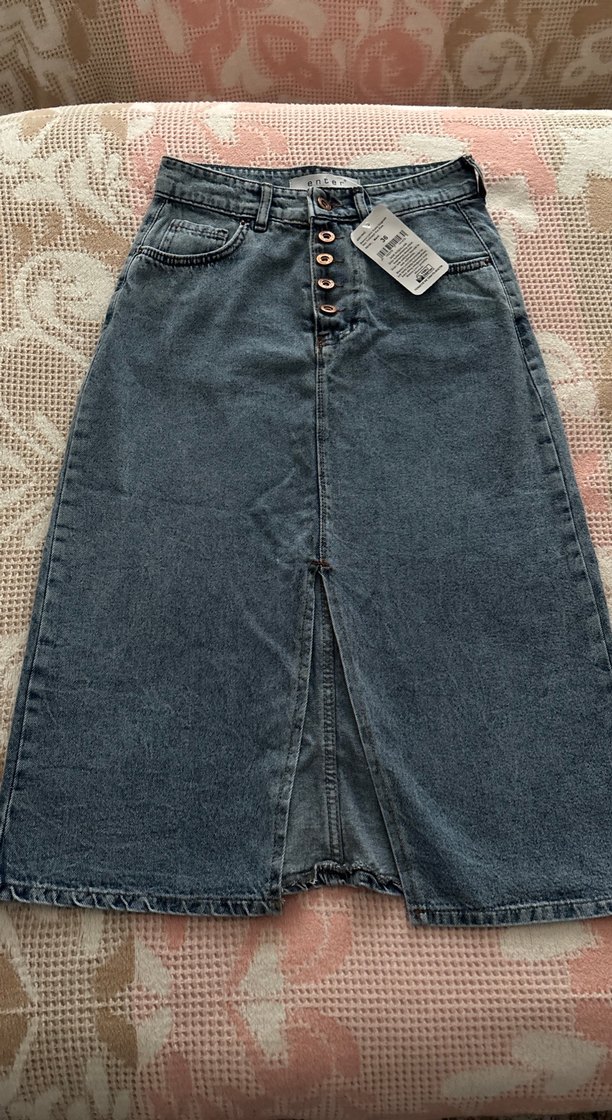 Önden düğmeli midi etek - Görsel 2