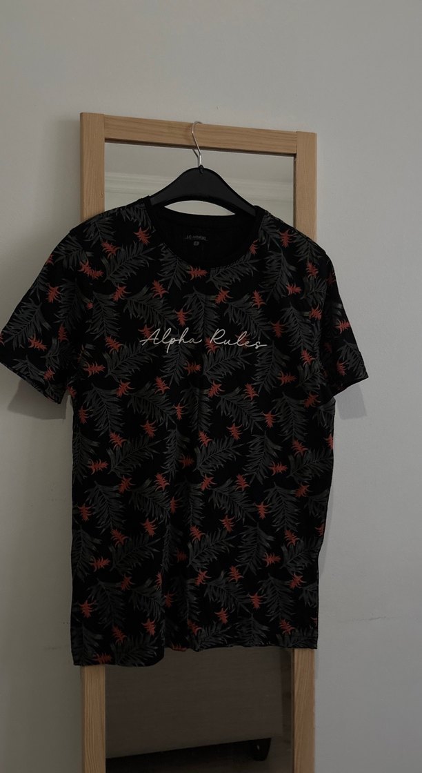 Siyah Baskılı Oversize Erkek Tişört - Görsel 2