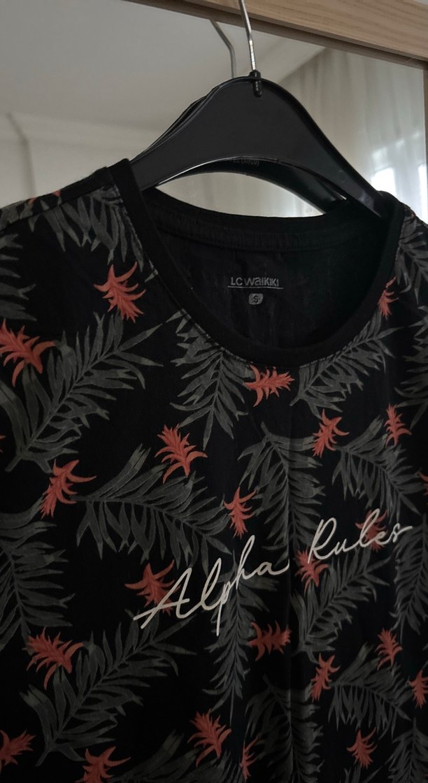 Siyah Baskılı Oversize Erkek Tişört - Görsel 4