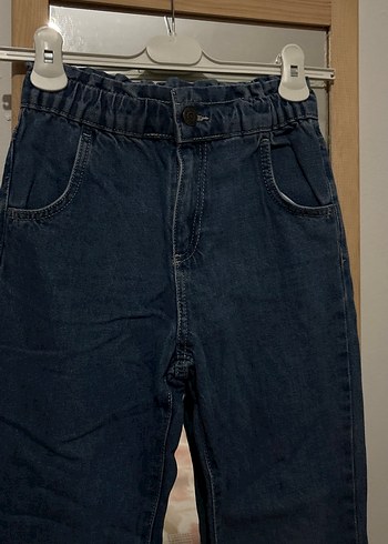 Kız çocuk Lacivert Bol Kesim Kot Pantolon - Görsel 3