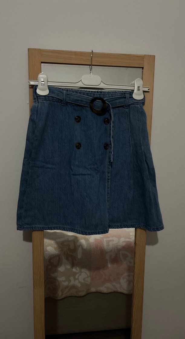 Kemerli Mini Kot Etek - Görsel 2