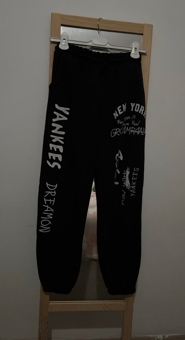 Siyah Baskılı Kadın Denim eşofman - Görsel 2