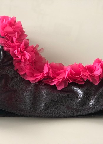 Standart Beden Beden kırmızı Renk Kız Çocuk Kırmızı Çiçek Detaylı Bikini