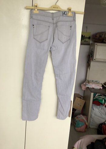 Gri Kadın Denim Pantolon Midi Boy - Görsel 2