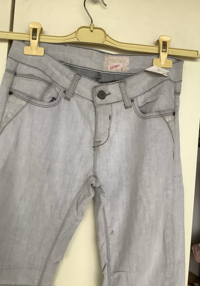 Gri Kadın Denim Pantolon Midi Boy - Görsel 4