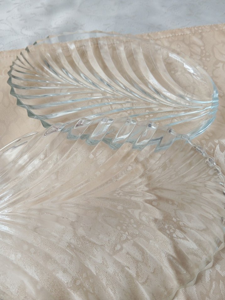 Vintage Şeffaf Cam Tabak İkili Set - Görsel 2