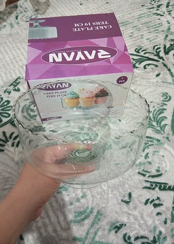 Şeffaf Cam Kek ,Meyve , Sunum Tabağı 19 cm - Görsel 2