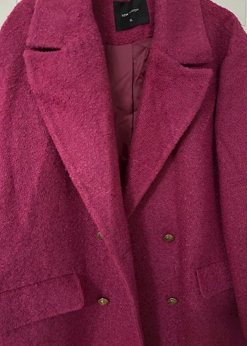 Düğmeli Midi Pembe Yün Kaban - Görsel 3