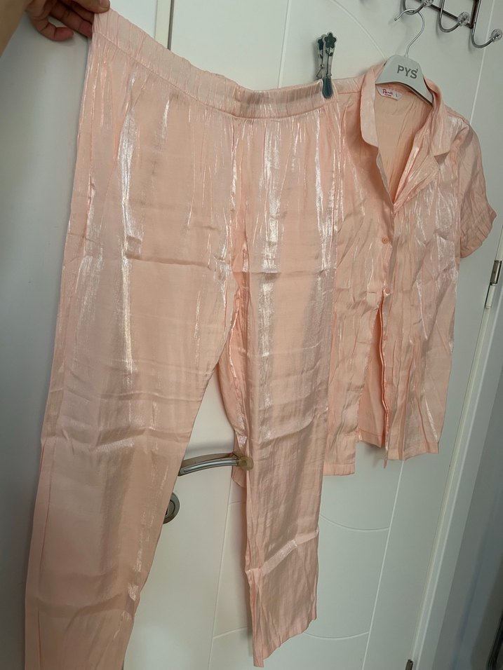 Saten pudra pijama - Görsel 2