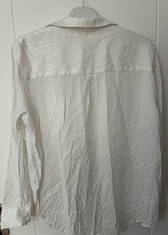 Beyaz saten gömlek - Görsel 5