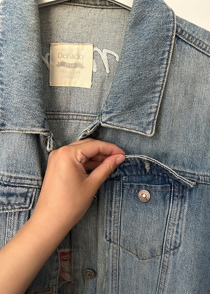 Şık kot çeket - Görsel 5