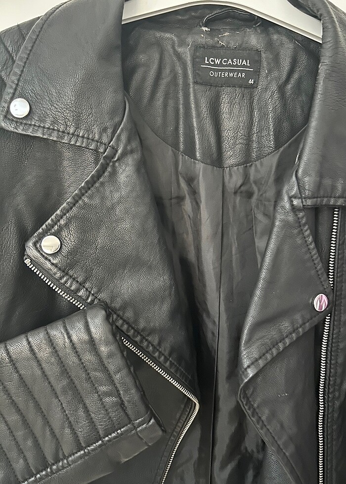 Şık deri mont - Görsel 3