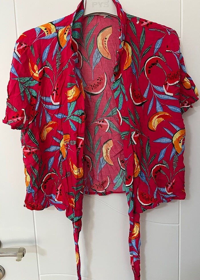 Yazlık renkli önden bağlamalı gömlek - Görsel 2