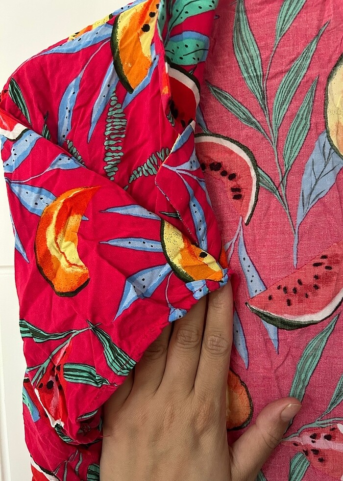 Yazlık renkli önden bağlamalı gömlek - Görsel 3