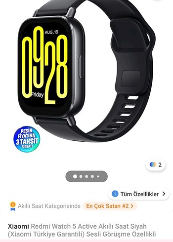 Xiaomi Redmi Watch 5 Active Siyah Akıllı Saat