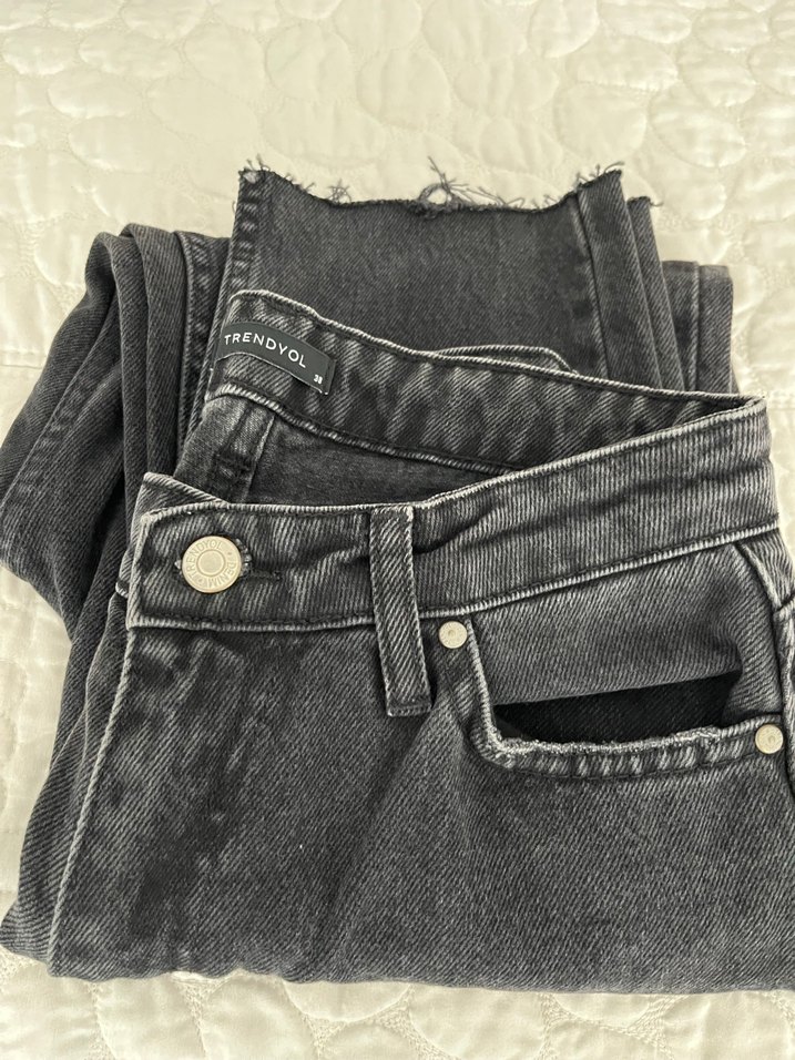Trendyol siyah  Kadın Midi Boy Denim Jean 38 - Görsel 4
