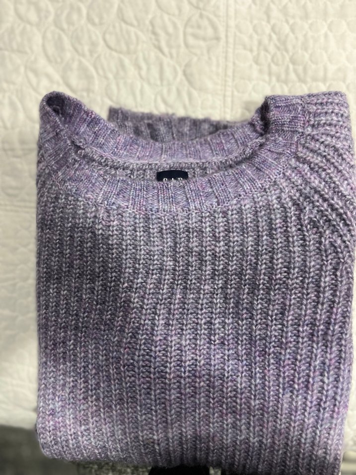 Lila, gri  Örgü Kadın Triko Kazak Gap M-L - Görsel 4