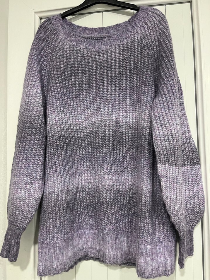 Lila, gri  Örgü Kadın Triko Kazak Gap M-L - Görsel 2