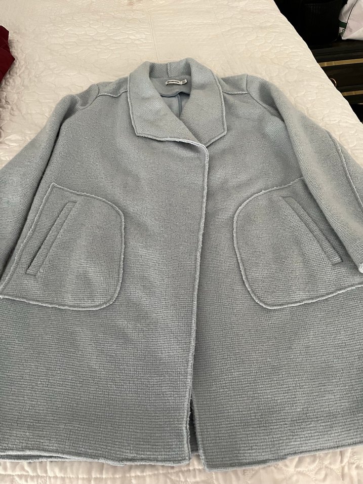 Açık mavi  Uzun Kaban S bdn Stradivarus - Görsel 5