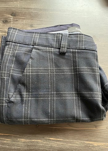 Düğmeli Gri  lacivert ekoseli, Erkek Ofis Pantolonu - Görsel 6