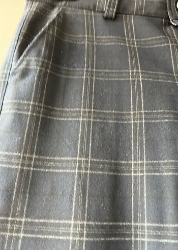 Düğmeli Gri  lacivert ekoseli, Erkek Ofis Pantolonu - Görsel 7