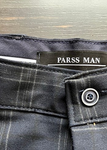 Düğmeli Gri  lacivert ekoseli, Erkek Ofis Pantolonu - Görsel 3