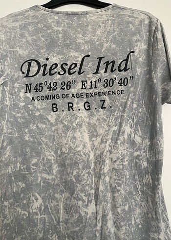 l Beden DIESEL ORİJİNAL Gri Batik Desenli Erkek Tişört M-L bdn