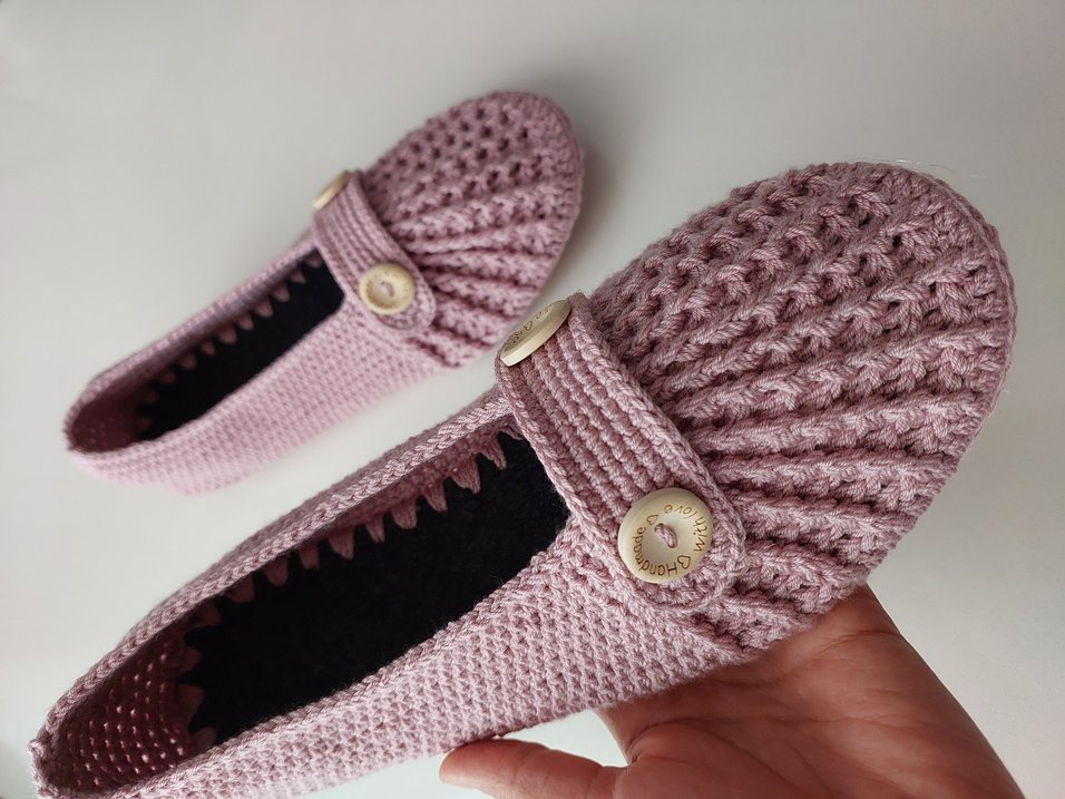 Pembe Örgü Kadın Ev Terliği - Görsel 3