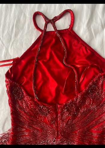 ALYA Kırmızı İşlemeli Mini Abiye Elbise - Görsel 7