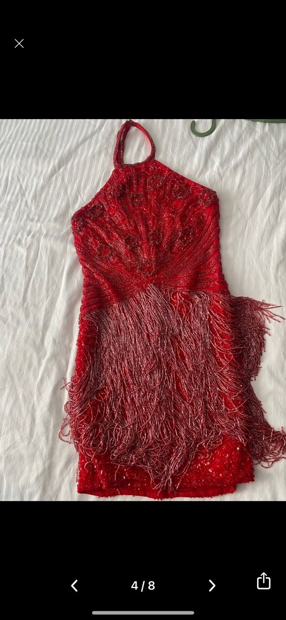 ALYA Kırmızı İşlemeli Mini Abiye Elbise - Görsel 4